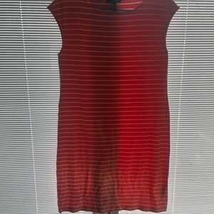 Ralph Lauren Red and White Striped Sleeveless Shift Dress